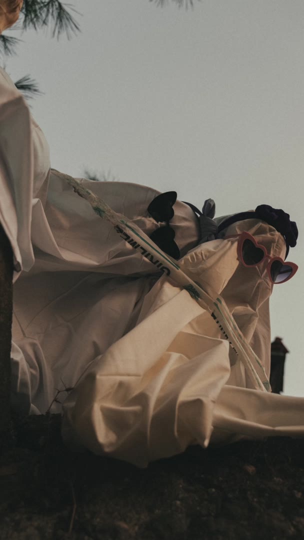 Ghost-sheet concept shoot at golden hour
